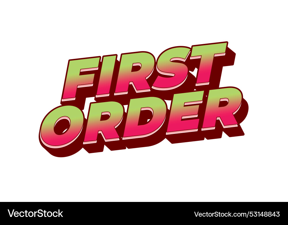 First order text effect in 3d style with modern First order text effect in 3d style with modern vector image