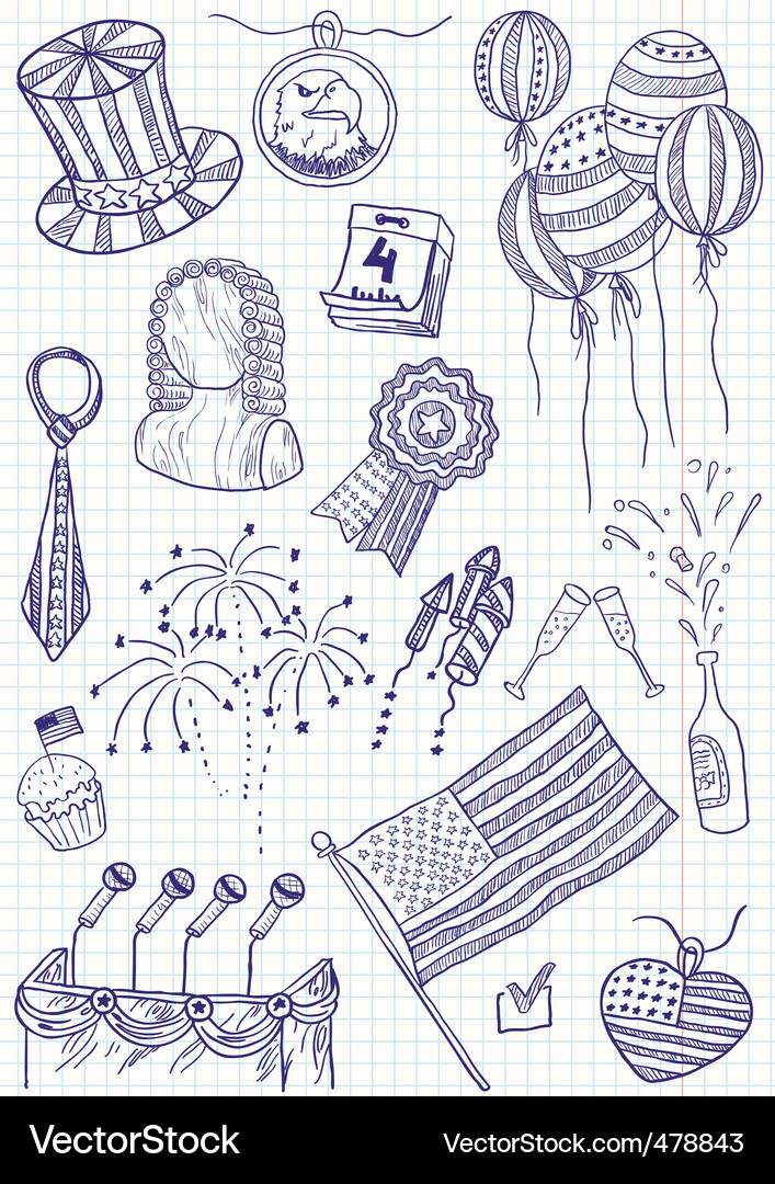 Fourth of July Doodles Vector Image