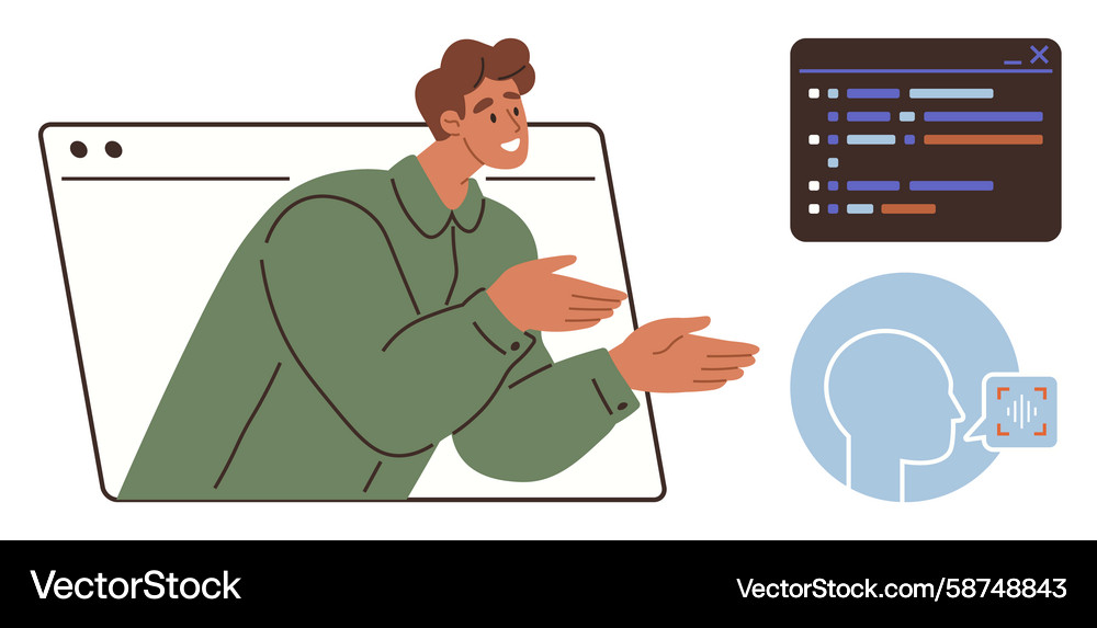 Man Presenting Code in Browser Vector Image