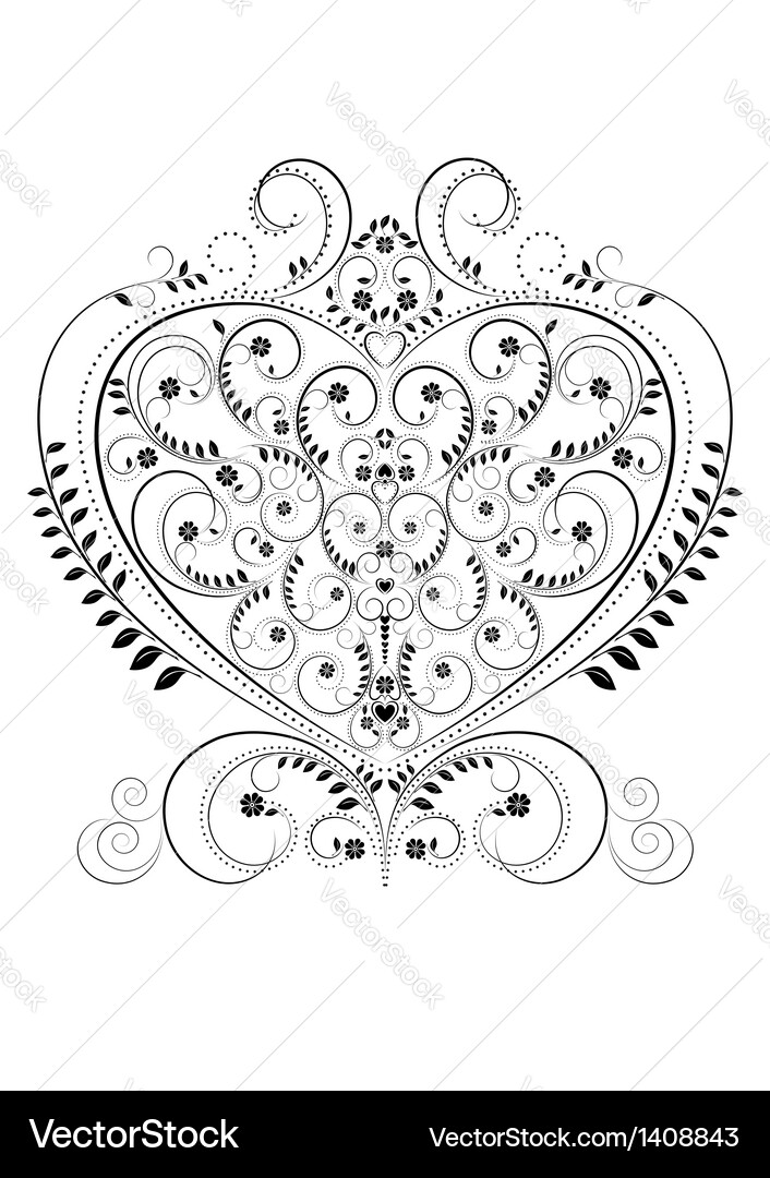 Openwork pattern in the form of heart Vector Image
