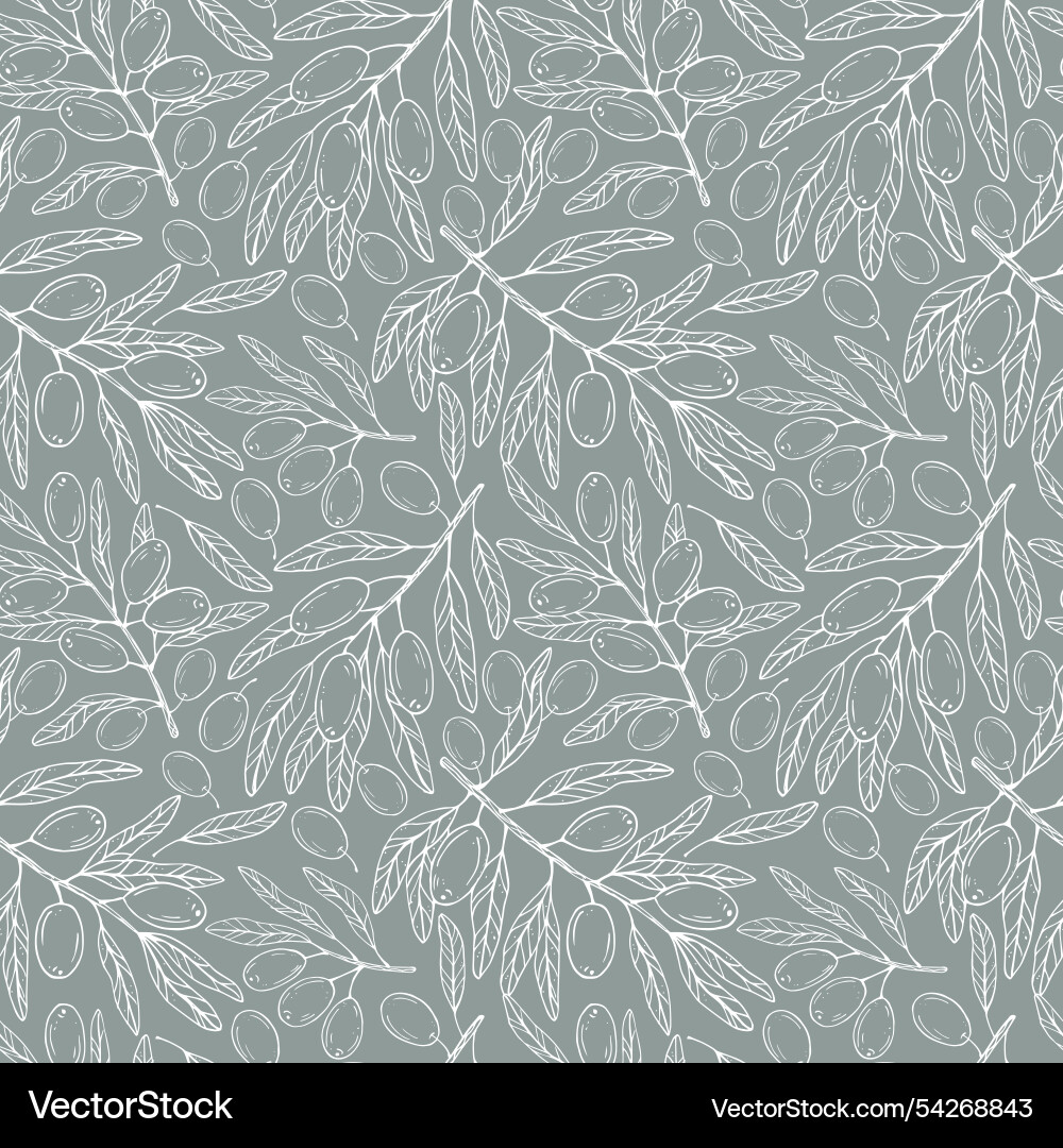 Seamless pattern with botanical olive branch Vector Image