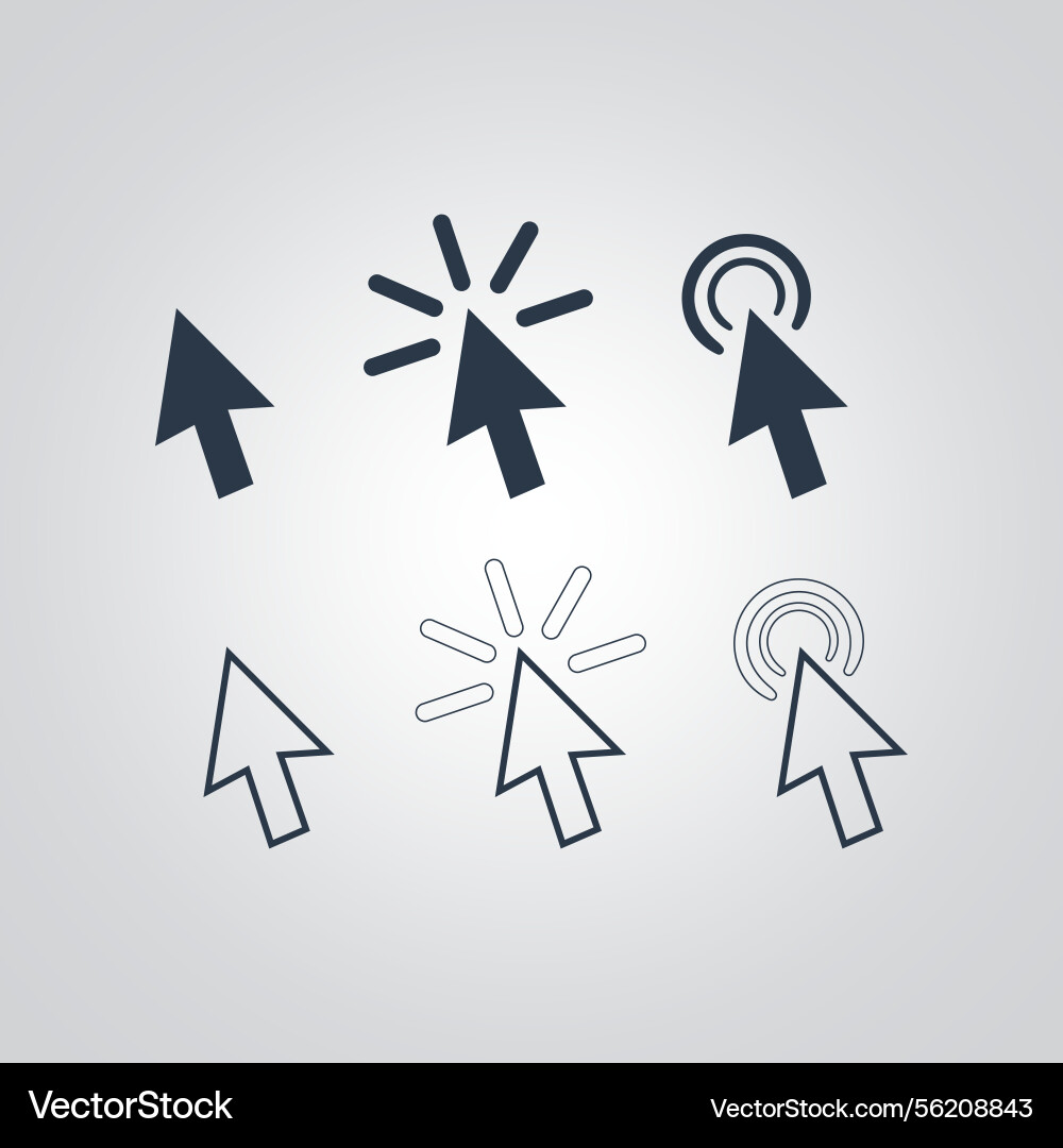 Set of flat modern cursor icons mouse Set of flat modern cursor icons mouse Vector Image