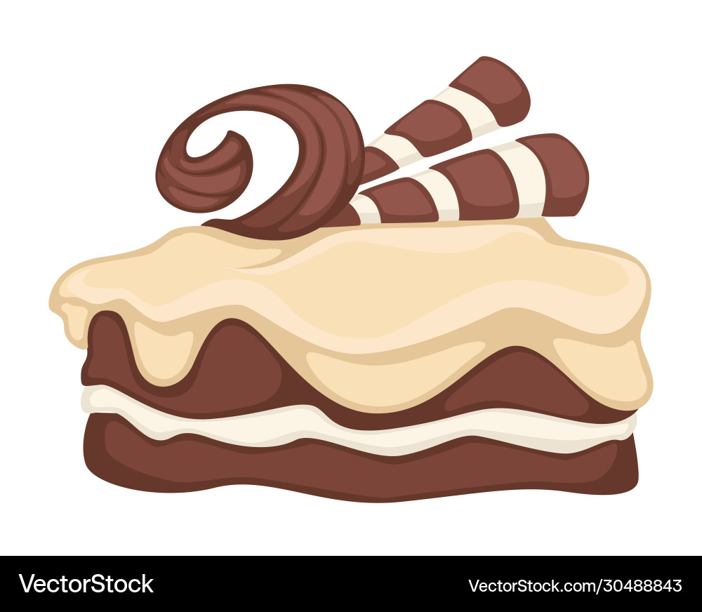 Tiramisu sliced cake with cream and cocoa Tiramisu sliced cake with cream and cocoa Vector Image