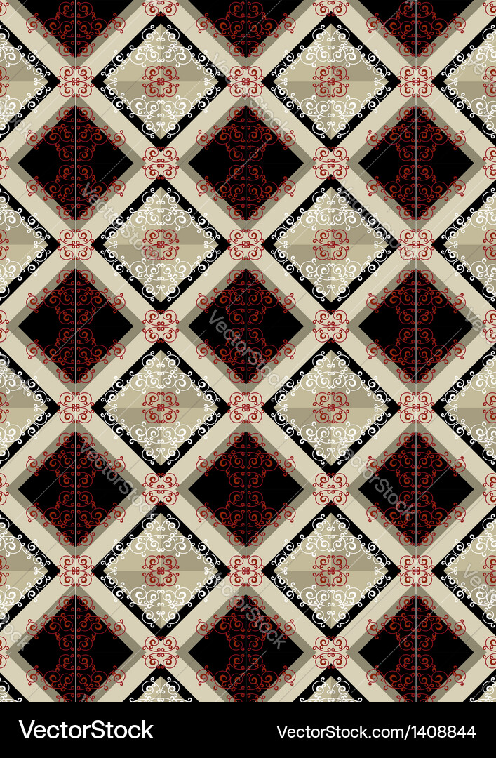 Checkered seamless background with red pattern Vector Image