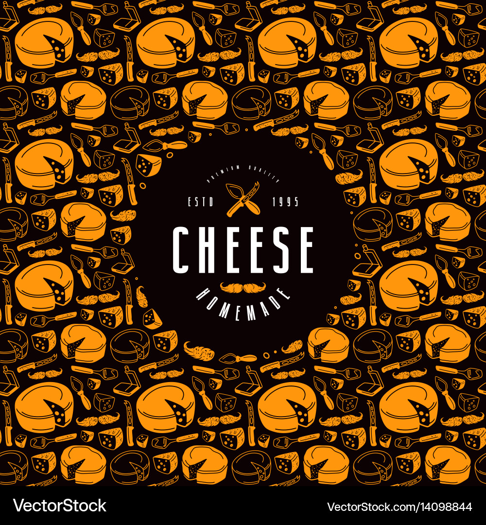 Cheese label and frame with pattern vector image