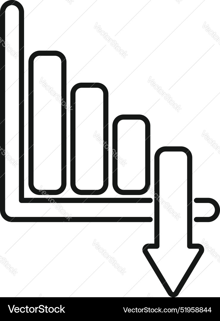 Declining bar graph showing negative trend Vector Image