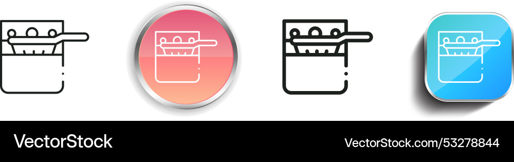 Deep fryer icon thin linear regular and button Deep fryer icon thin linear regular and button vector image