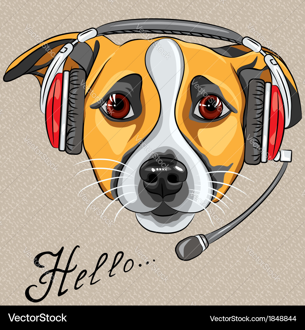 Dog with Headset - Customer Service Vector Image