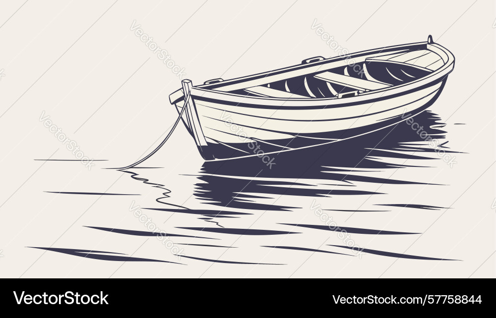 Empty rowboat floating on water design generative Vector Image