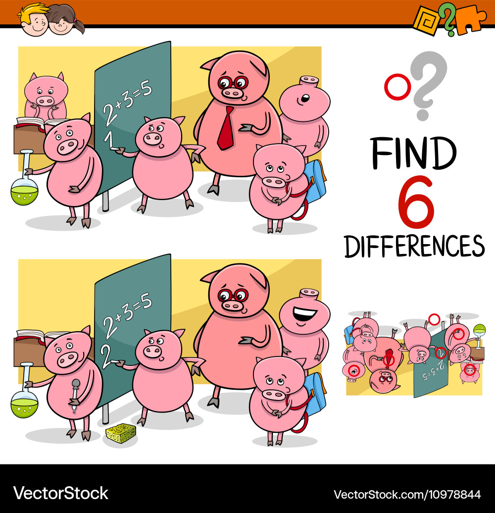 Finding Differences Game - Piglet Theme vector image