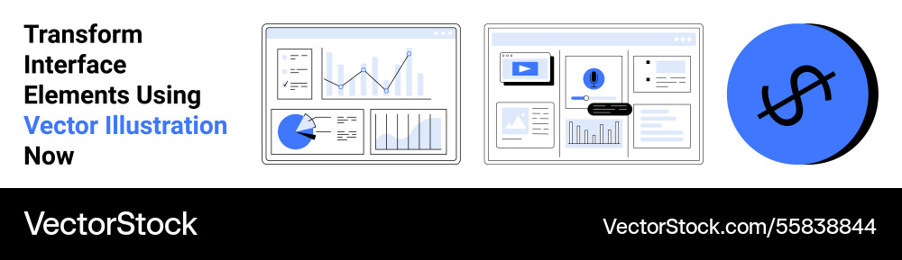 Interactive dashboard with charts graphs Interactive dashboard with charts graphs vector image