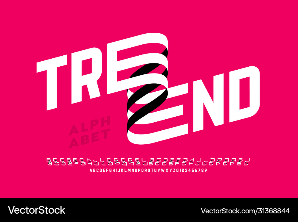 Modern Typographic Font Set - Ribbon Effect vector image