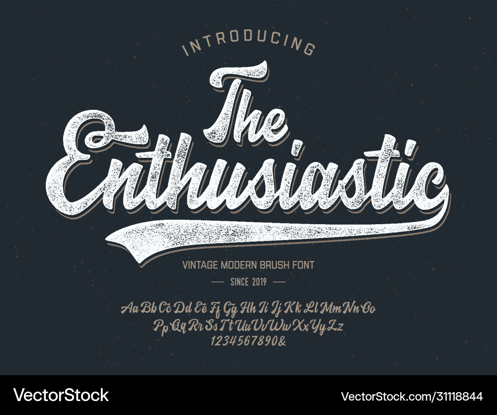 Original brush script font retro typeface vector image