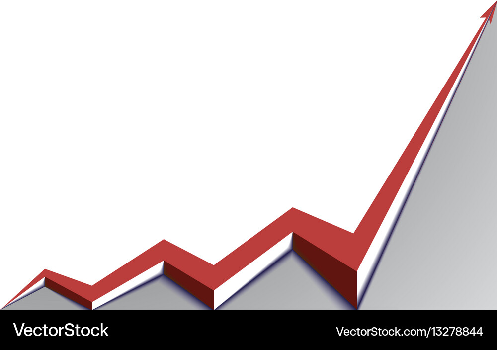Red arrow graph goes up gray background Vector Image