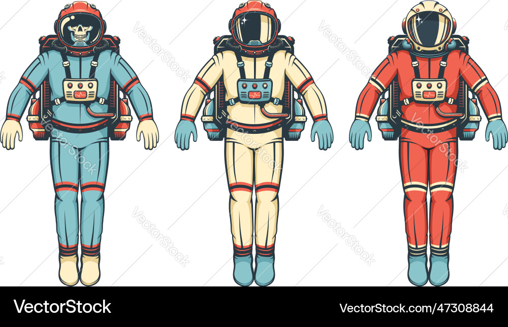 Retro-style astronaut in a spacesuit vector image