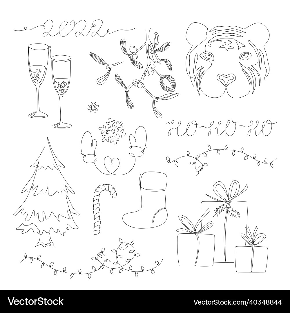Xmas 2022 design elements collection in continuous Xmas 2022 design elements collection in continuous vector image