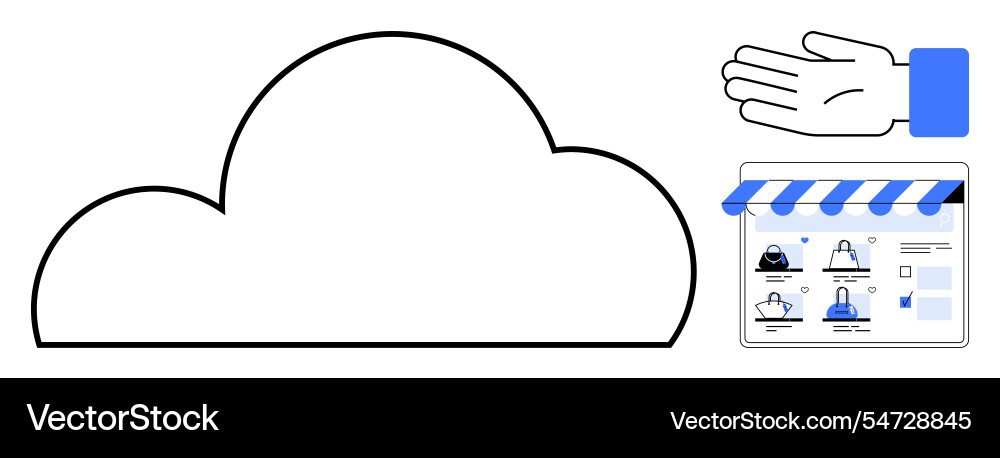 Cloud storage with e-commerce interface Royalty Free Vector