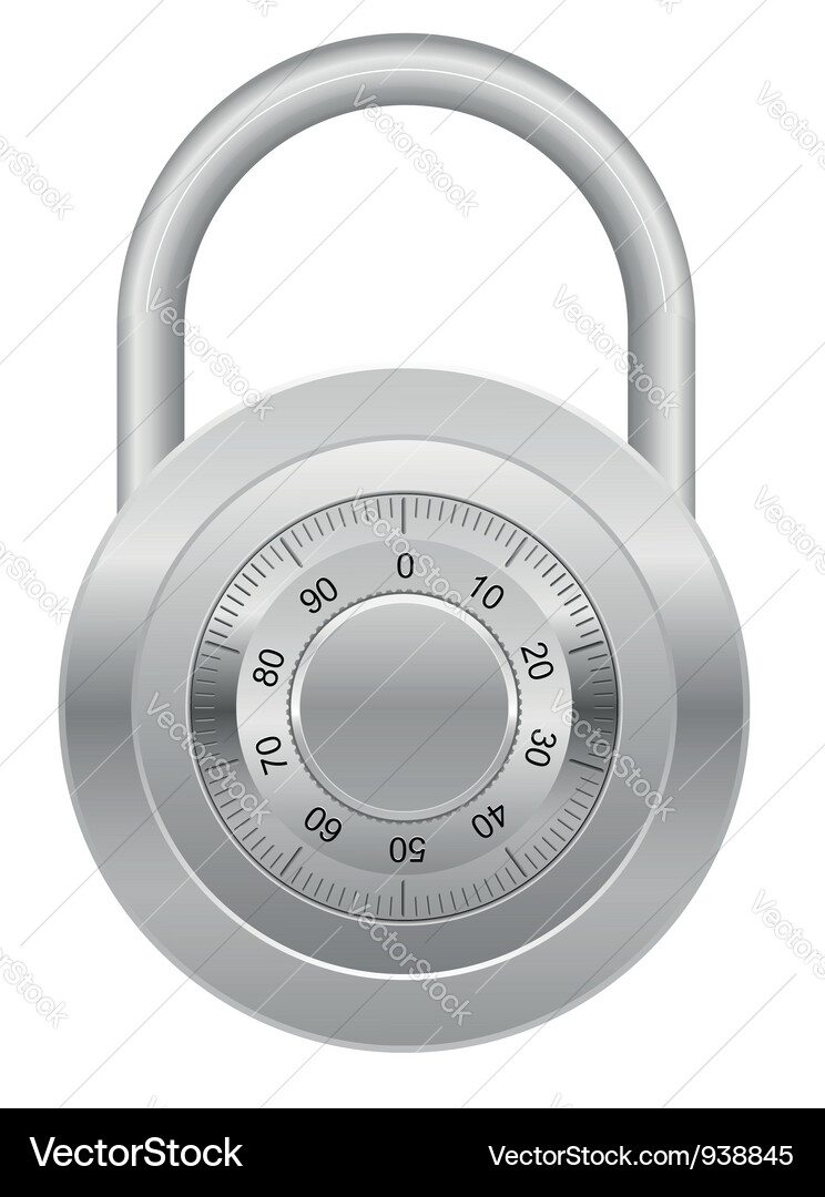 Combination Padlock - Silver Vector Image