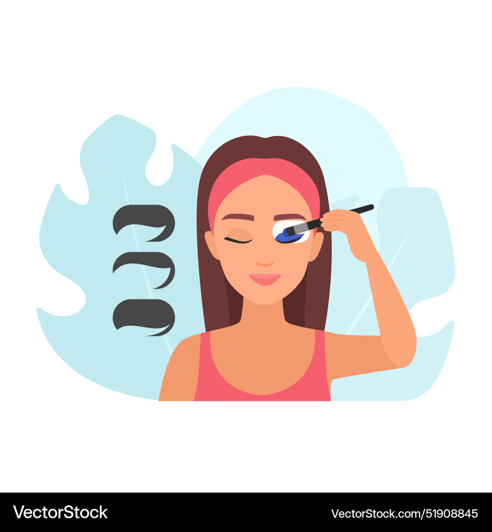 Instructions for applying eye shadow using stencil vector image