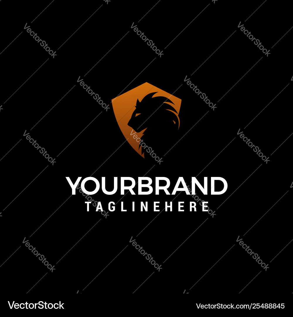 Lion shiled logo design concept template Lion shiled logo design concept template vector image
