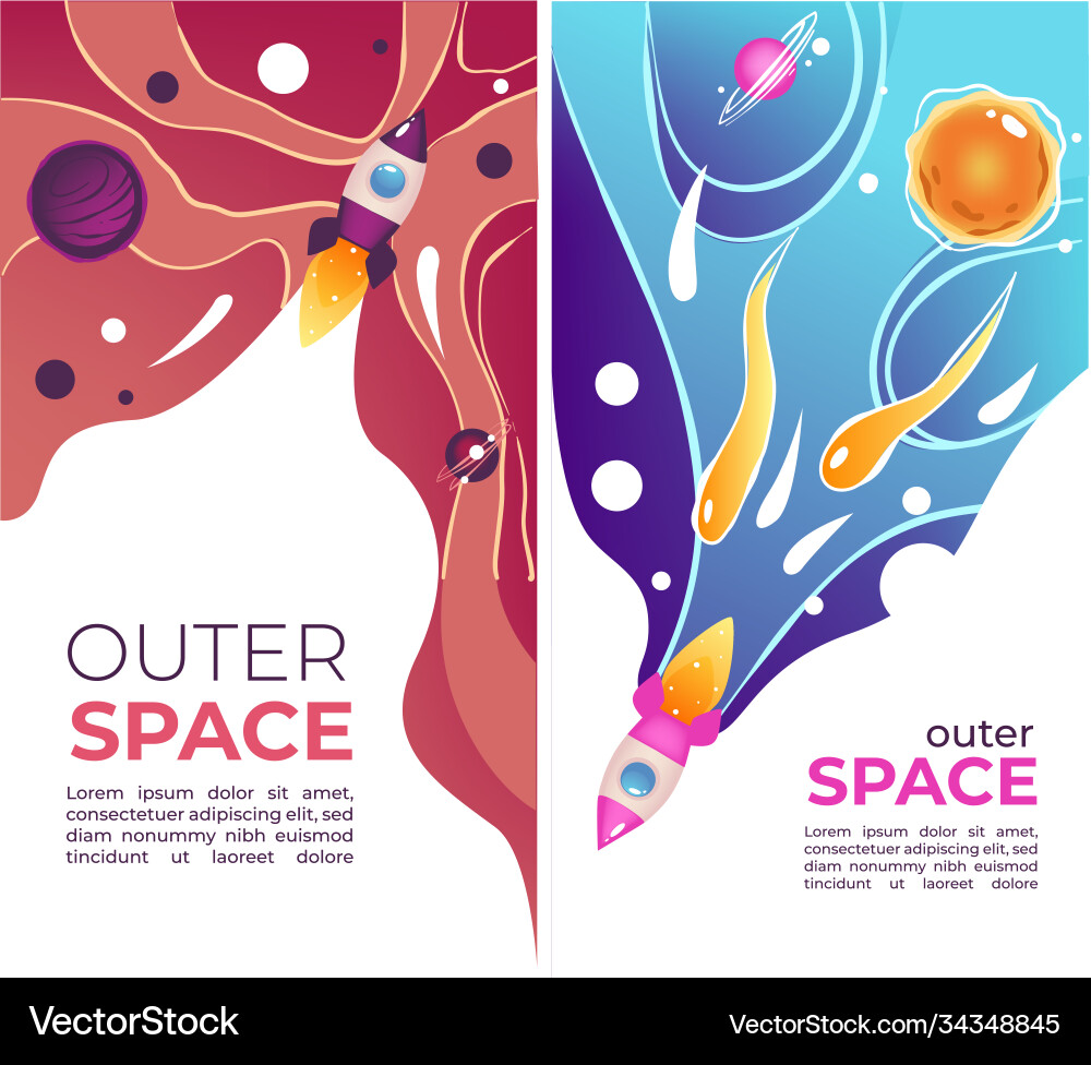 Outer space shuttle and planets with copy Outer space shuttle and planets with copy vector image