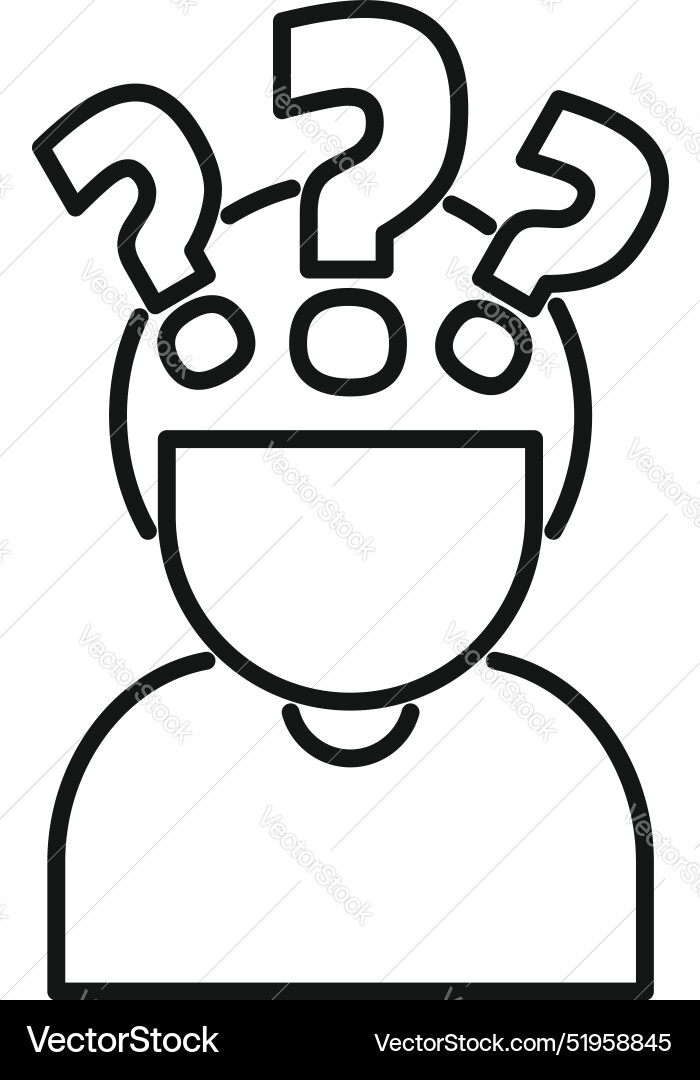Person having many questions with question marks Person having many questions with question marks vector image