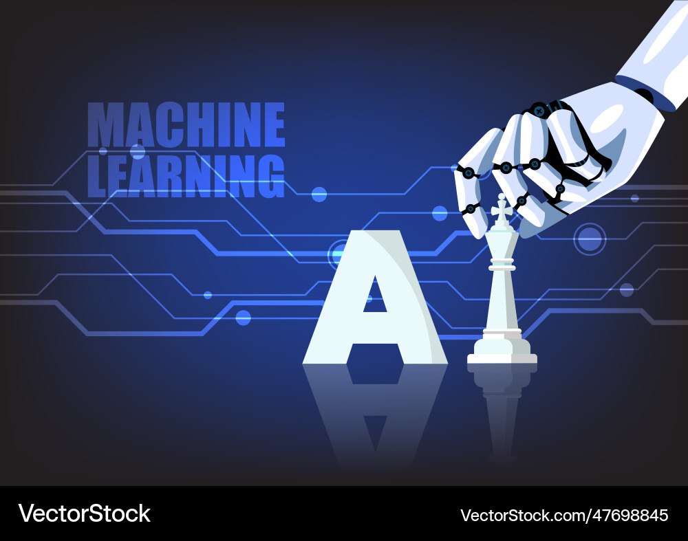 Robot Playing Chess - AI Strategy vector image