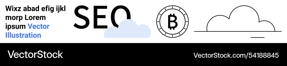 Seo bitcoin and cloud computing elements Seo bitcoin and cloud computing elements vector image