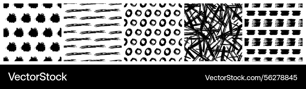 Set of seamless patterns with scribble smears Set of seamless patterns with scribble smears vector image
