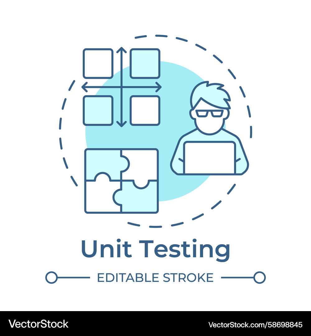 Unit testing soft blue concept icon Unit testing soft blue concept icon Vector Image