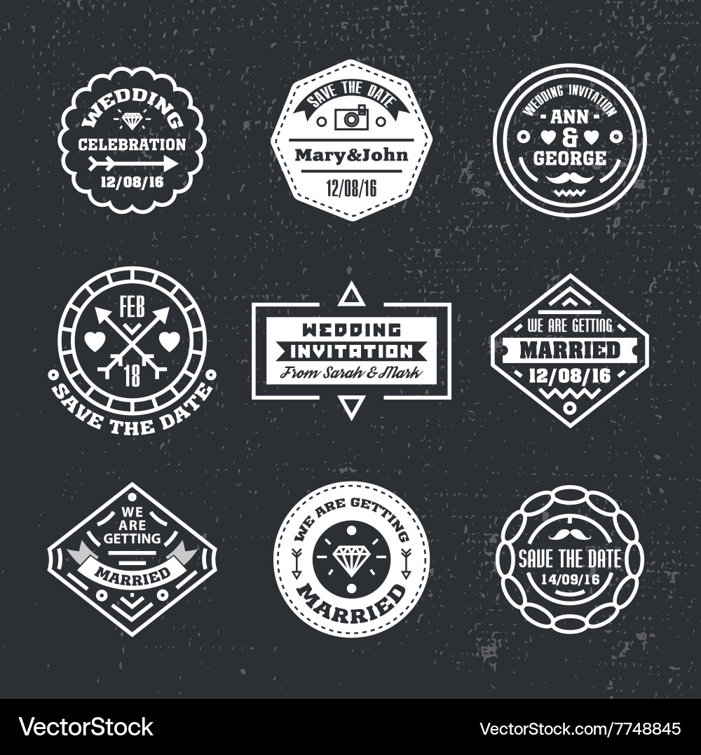 Vintage Hochzeit Badge Set vektorbild