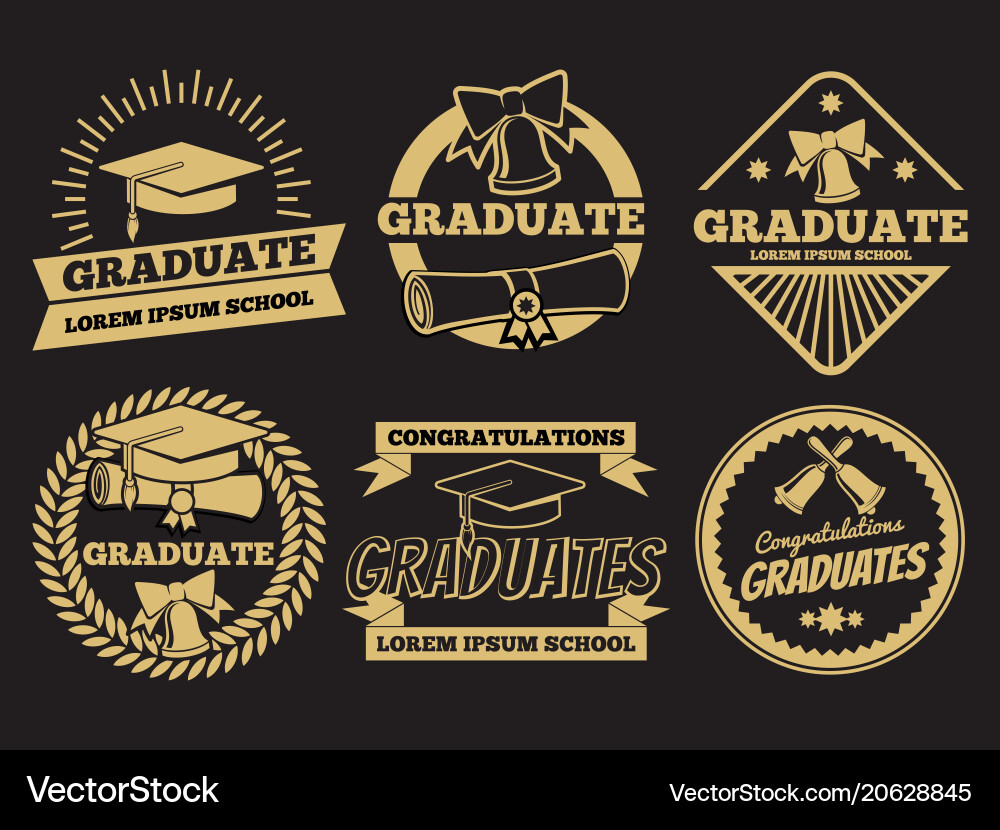 Vintage student graduate badges graduation Vintage student graduate badges graduation vector image