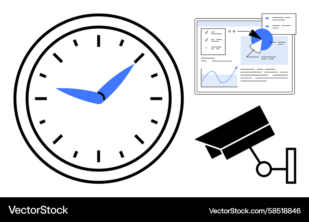 Clock Analytics & Security Dashboard Vector Image