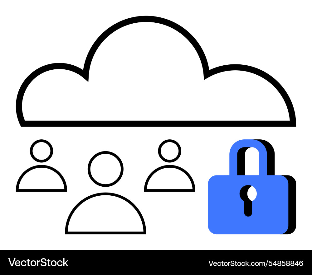 Cloud computing security represented Cloud computing security represented vector image