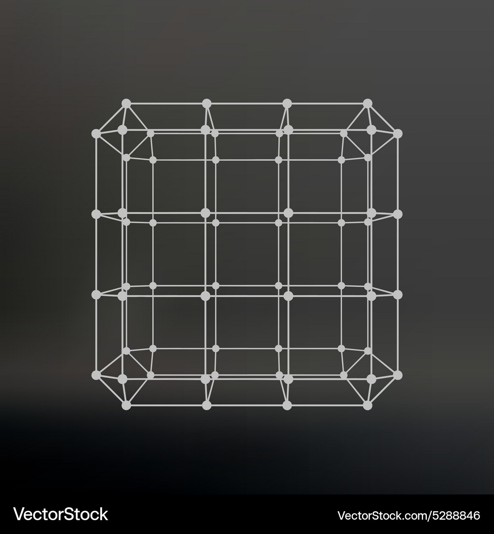 Cube of lines and dots Vector Image