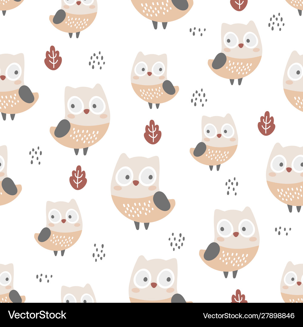 Cute owl seamless pattern background – Royalty-Free Vector | VectorStock, image size:1000x1080