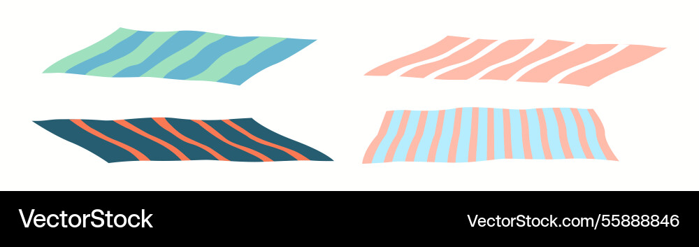 Four rectangular beach towels striped patterns Four rectangular beach towels striped patterns vector image