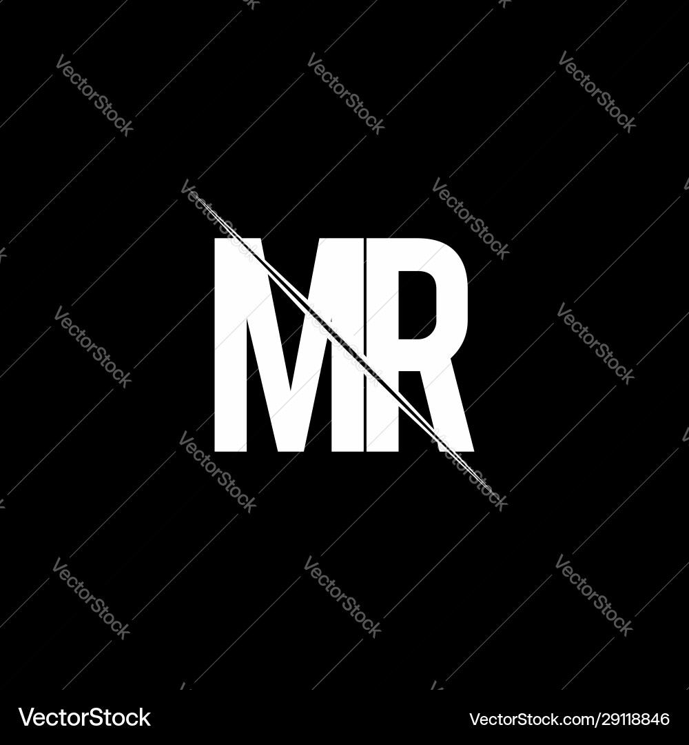 Mr logo monogram with slash style design template vector image