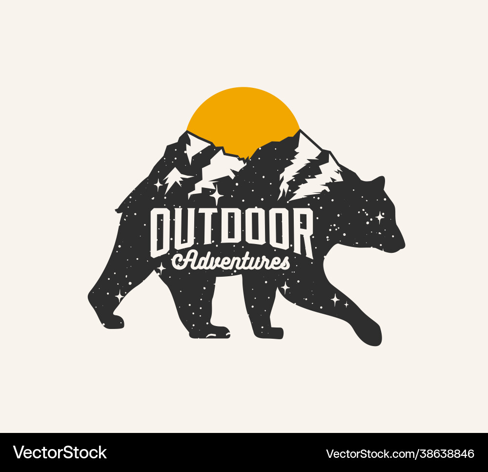 Outdoor Abenteuer Berge touristisches Logo Outdoor Abenteuer Berge touristisches Logo vektorbild
