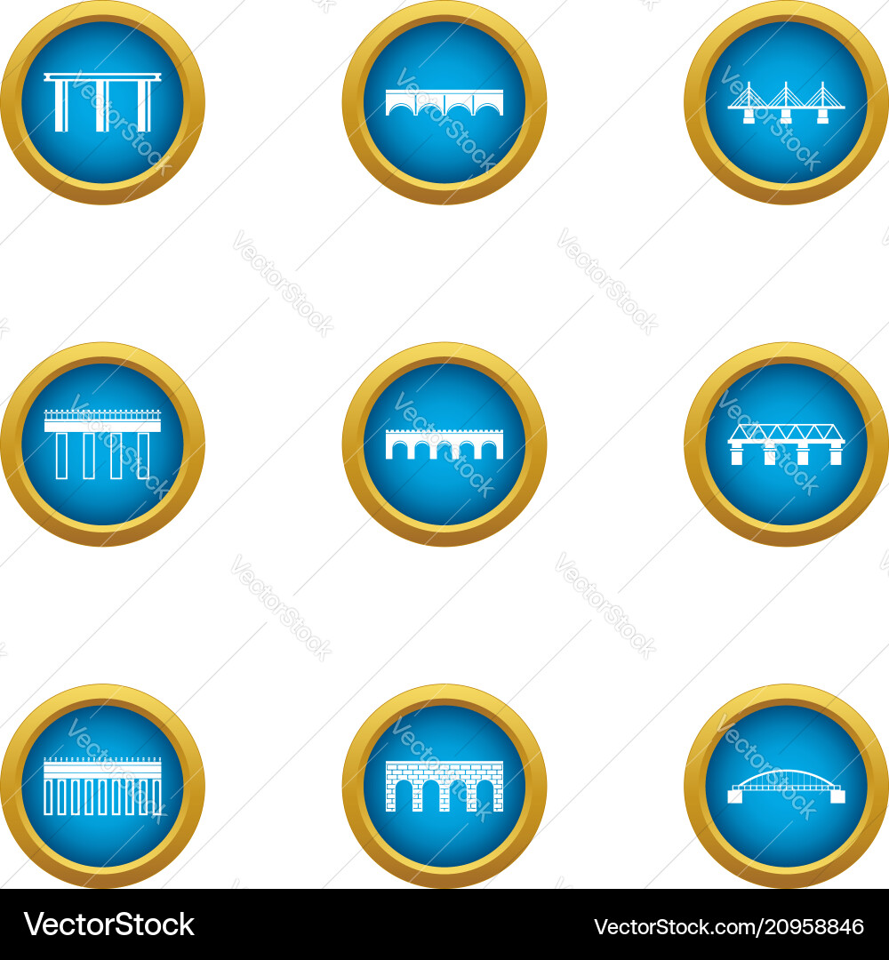 Overpass icons set flat style Overpass icons set flat style vector image