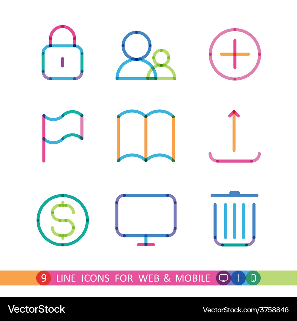 Set from 9 universal icons for web and mobile Vector Image