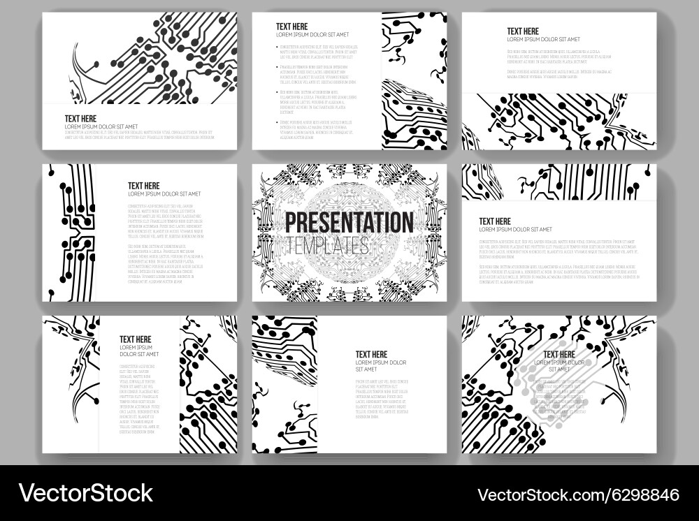 Set of 9 templates for presentation slides vector image