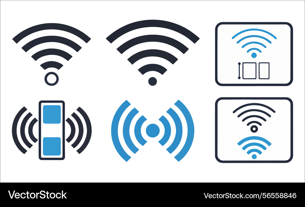Wireless signal icons set with diverse Vector Image
