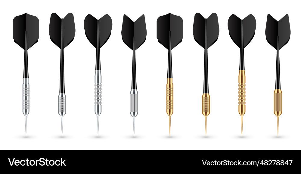 Black dart arrows with metal tip and shadow Black dart arrows with metal tip and shadow Vector Image