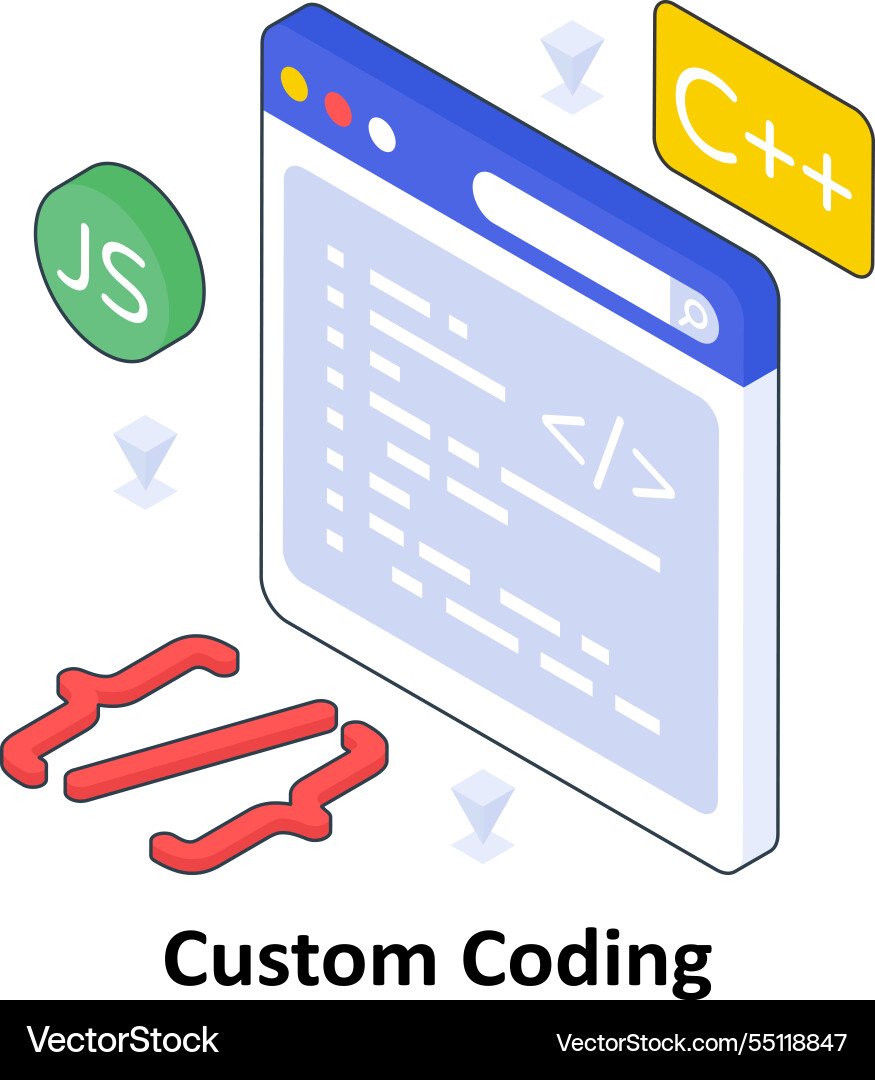 Custom coding isometric colored eps vector image