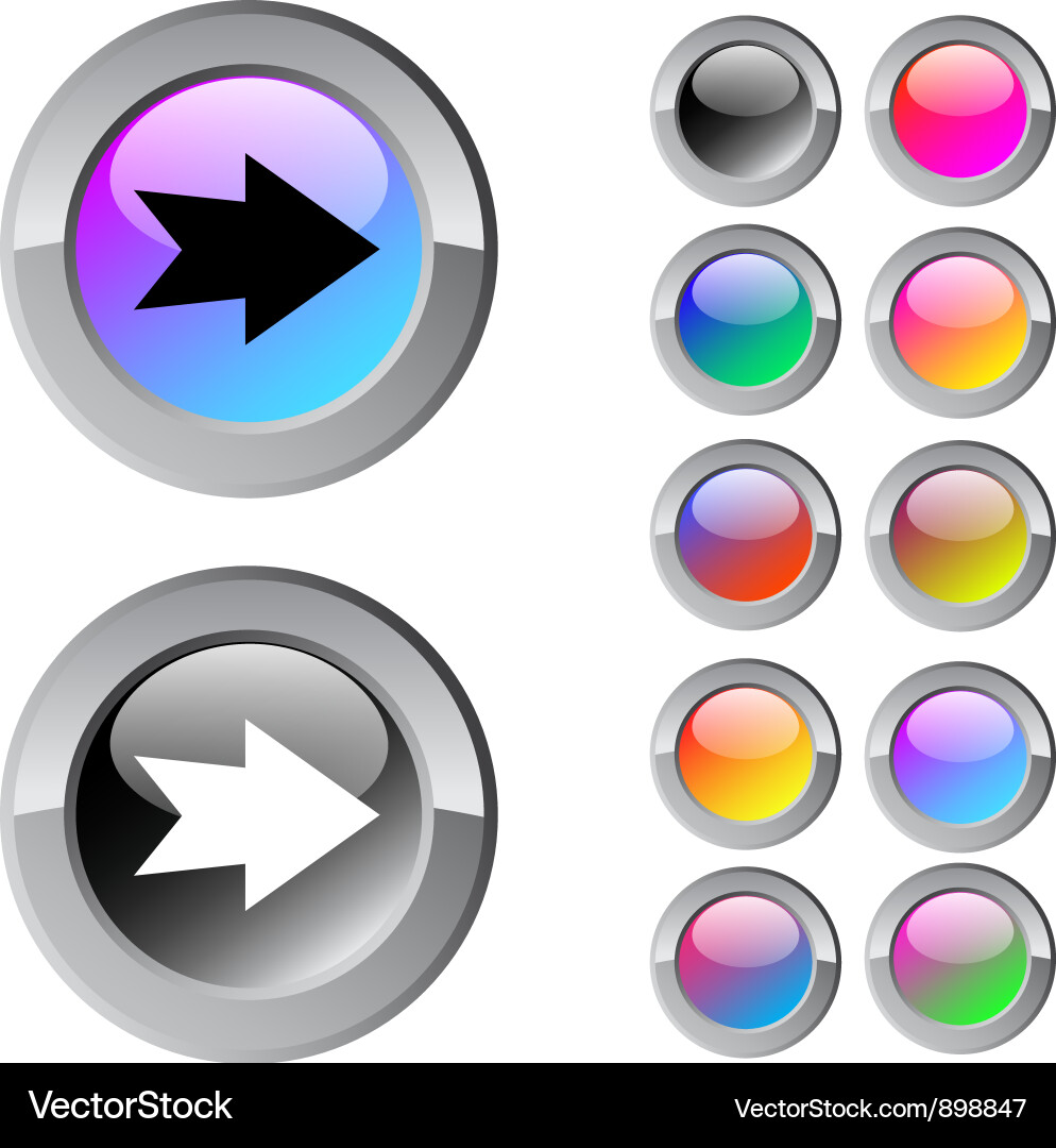 Forward arrow multicolor round button vector image
