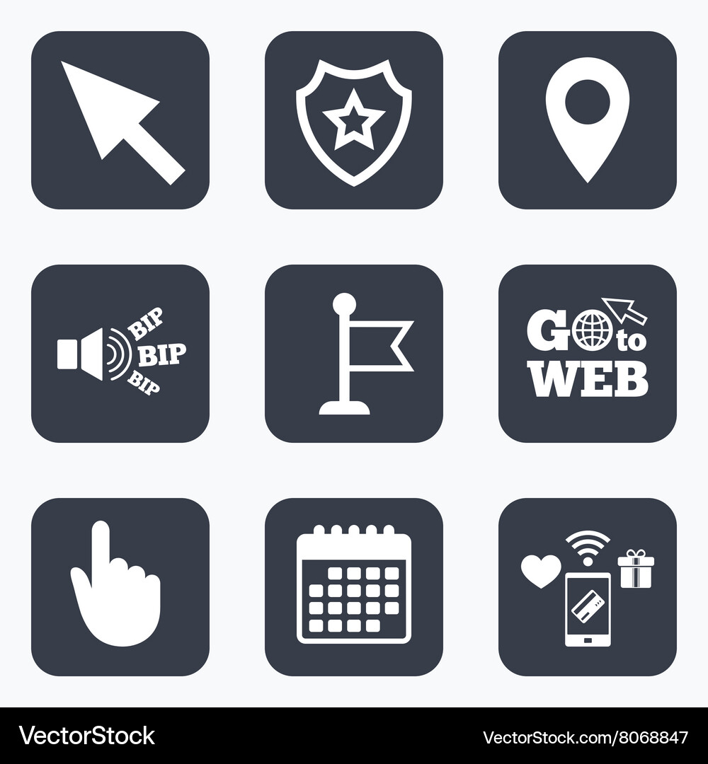 Mouse cursor icon hand or flag pointer symbols Vector Image