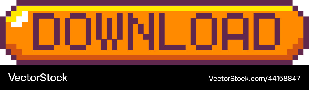 Old game design download button retro pixel art Old game design download button retro pixel art vector image