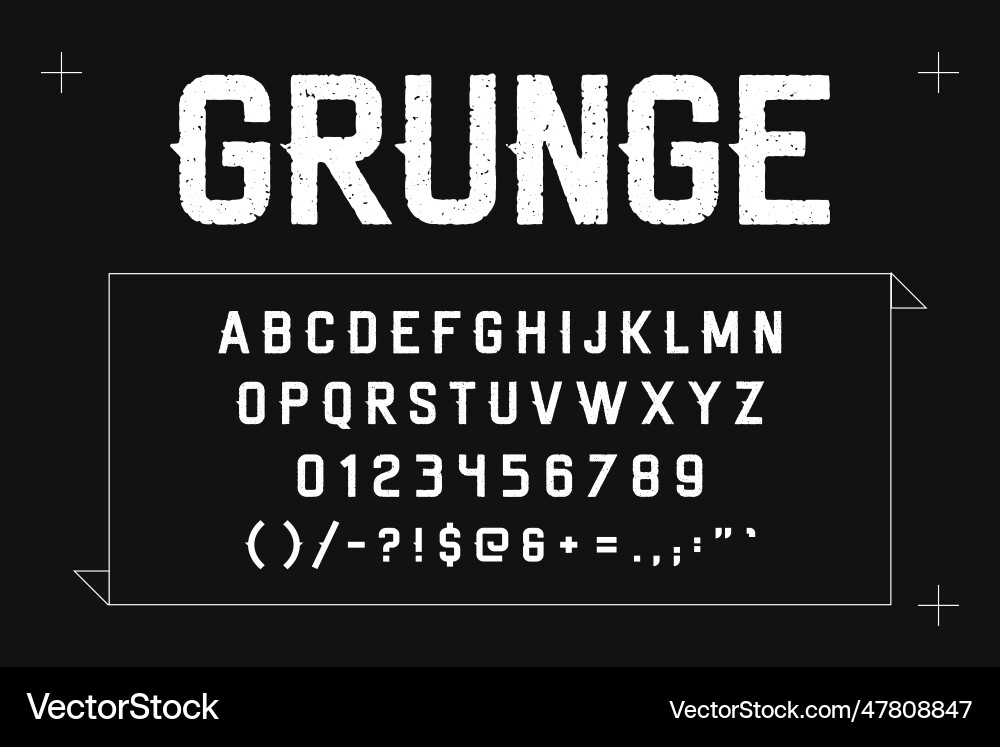 Rough Grunge Letterpress Font vector image