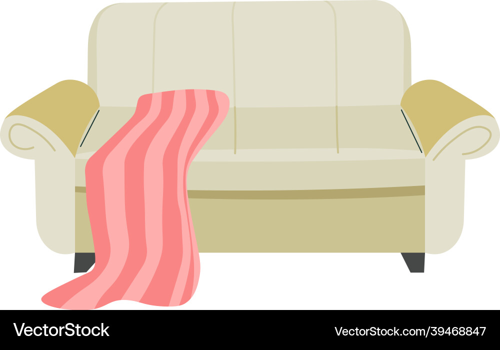 Sofa or armchair with soft blanket decoration vector image